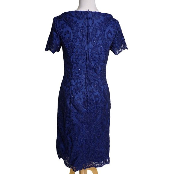 LA FEMME Navy Blue Beaded Crystal Lace Cocktail Dress Navy Blue 8 NEW $478 - Picture 12 of 12
